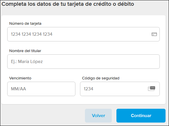 datos tarjeta